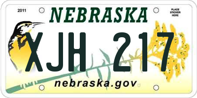 NE license plate XJH217