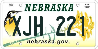 NE license plate XJH221