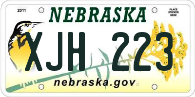 NE license plate XJH223