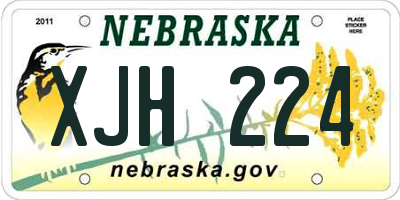 NE license plate XJH224