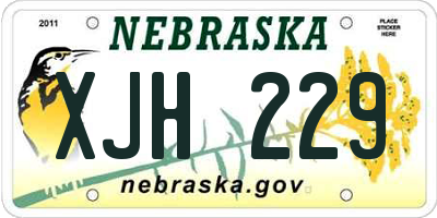 NE license plate XJH229