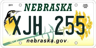 NE license plate XJH255