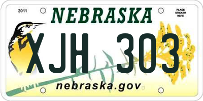 NE license plate XJH303