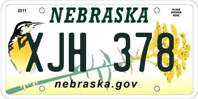 NE license plate XJH378