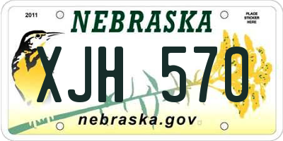 NE license plate XJH570