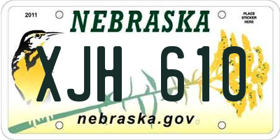 NE license plate XJH610