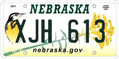 NE license plate XJH613