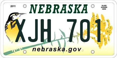 NE license plate XJH701