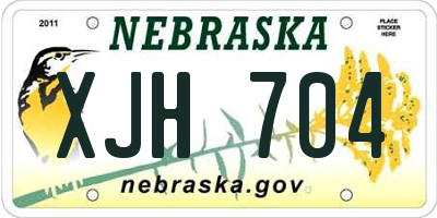 NE license plate XJH704