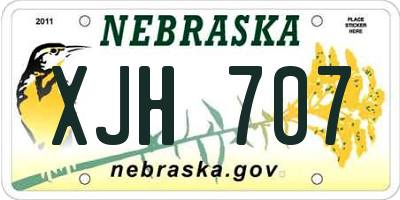 NE license plate XJH707