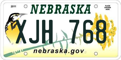 NE license plate XJH768
