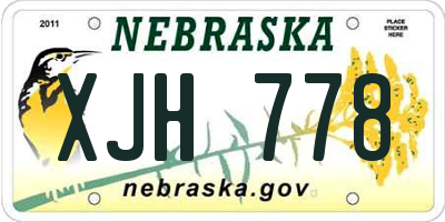 NE license plate XJH778