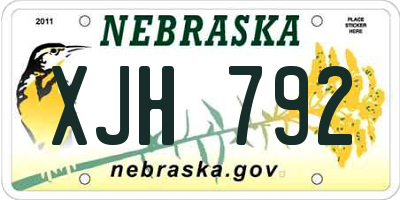 NE license plate XJH792