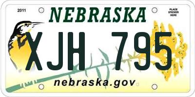 NE license plate XJH795
