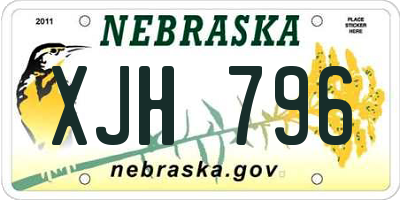 NE license plate XJH796