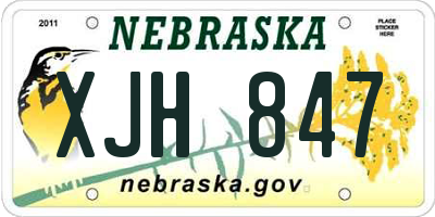 NE license plate XJH847