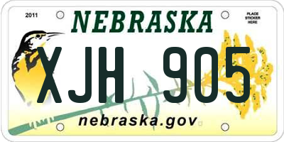 NE license plate XJH905