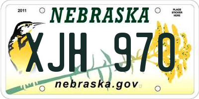 NE license plate XJH970