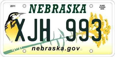 NE license plate XJH993