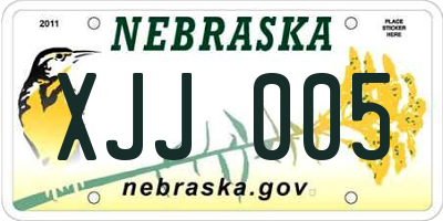 NE license plate XJJ005