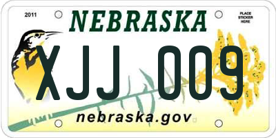 NE license plate XJJ009