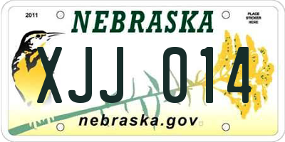 NE license plate XJJ014