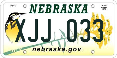 NE license plate XJJ033