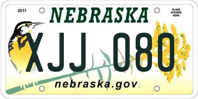 NE license plate XJJ080