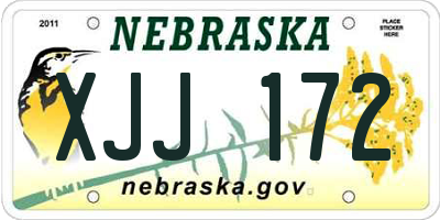 NE license plate XJJ172