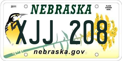 NE license plate XJJ208
