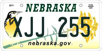 NE license plate XJJ255