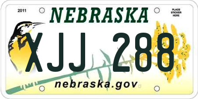 NE license plate XJJ288