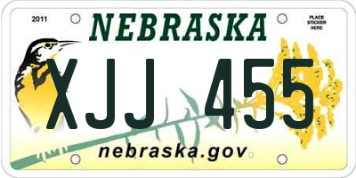NE license plate XJJ455