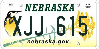 NE license plate XJJ615