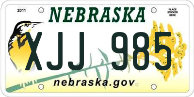 NE license plate XJJ985