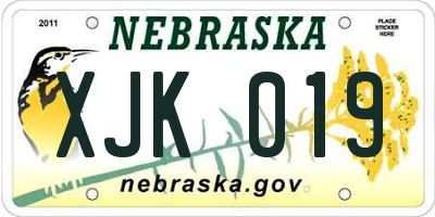 NE license plate XJK019