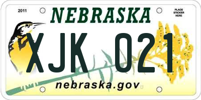 NE license plate XJK021
