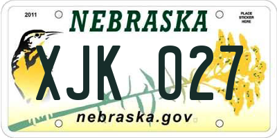 NE license plate XJK027
