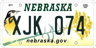 NE license plate XJK074
