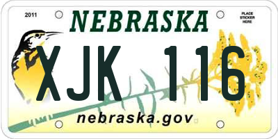 NE license plate XJK116