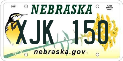 NE license plate XJK150