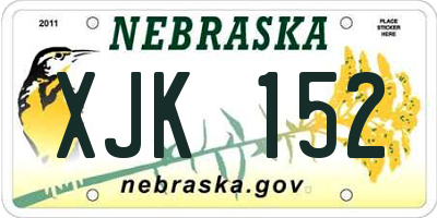 NE license plate XJK152