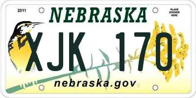 NE license plate XJK170
