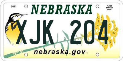 NE license plate XJK204