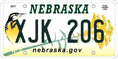 NE license plate XJK206
