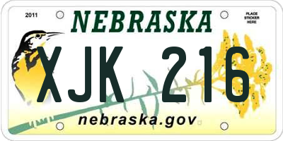 NE license plate XJK216