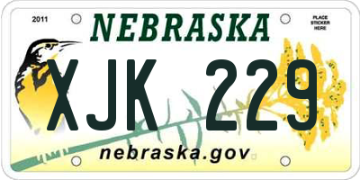 NE license plate XJK229
