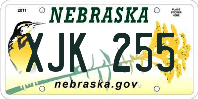 NE license plate XJK255