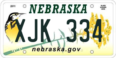 NE license plate XJK334