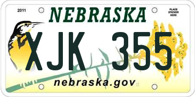 NE license plate XJK355